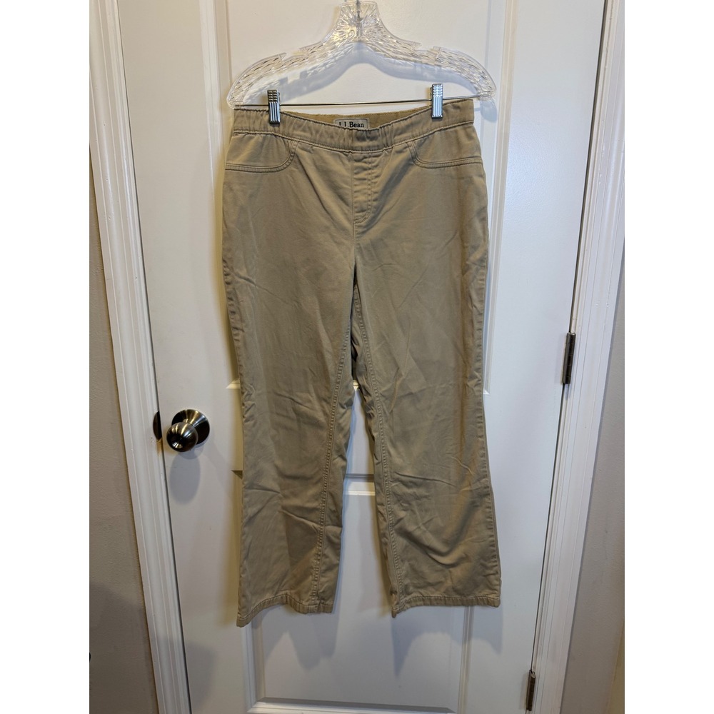 LL‎ Bean Womens Classic Fit Straight Leg Elastic Waist Tan Chino Pants 6 PET